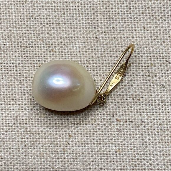 💛 18k Yellow Gold Pearl Single Earring - Picture 3 of 5